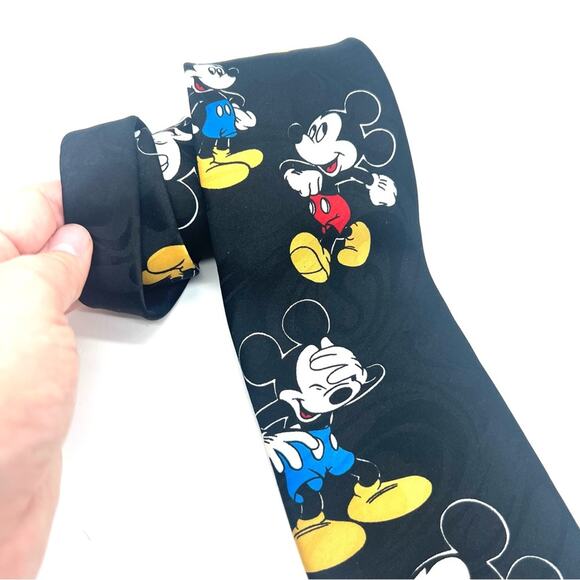 Mickey Unlimited Mickey Mouse Vintage Disney Tie Black Made in USA - Picture 3 of 5